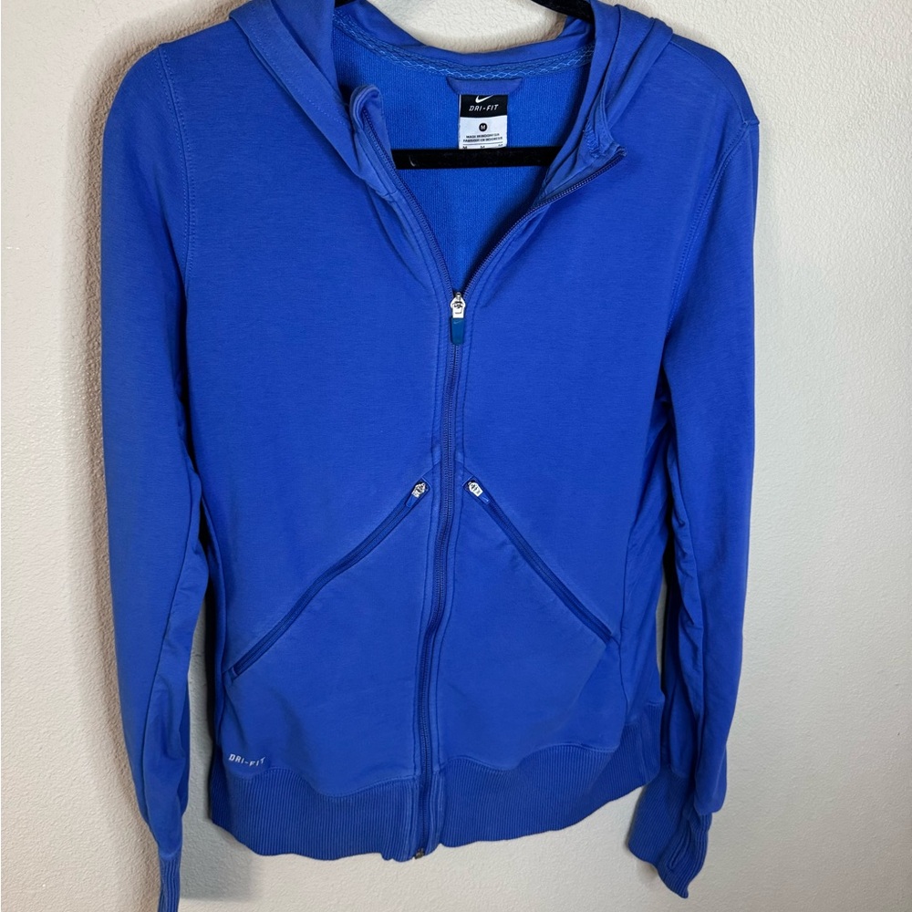 Nike Dri Fit Blue Zip Up Hoodie Women’s Medium Athletic Jacket